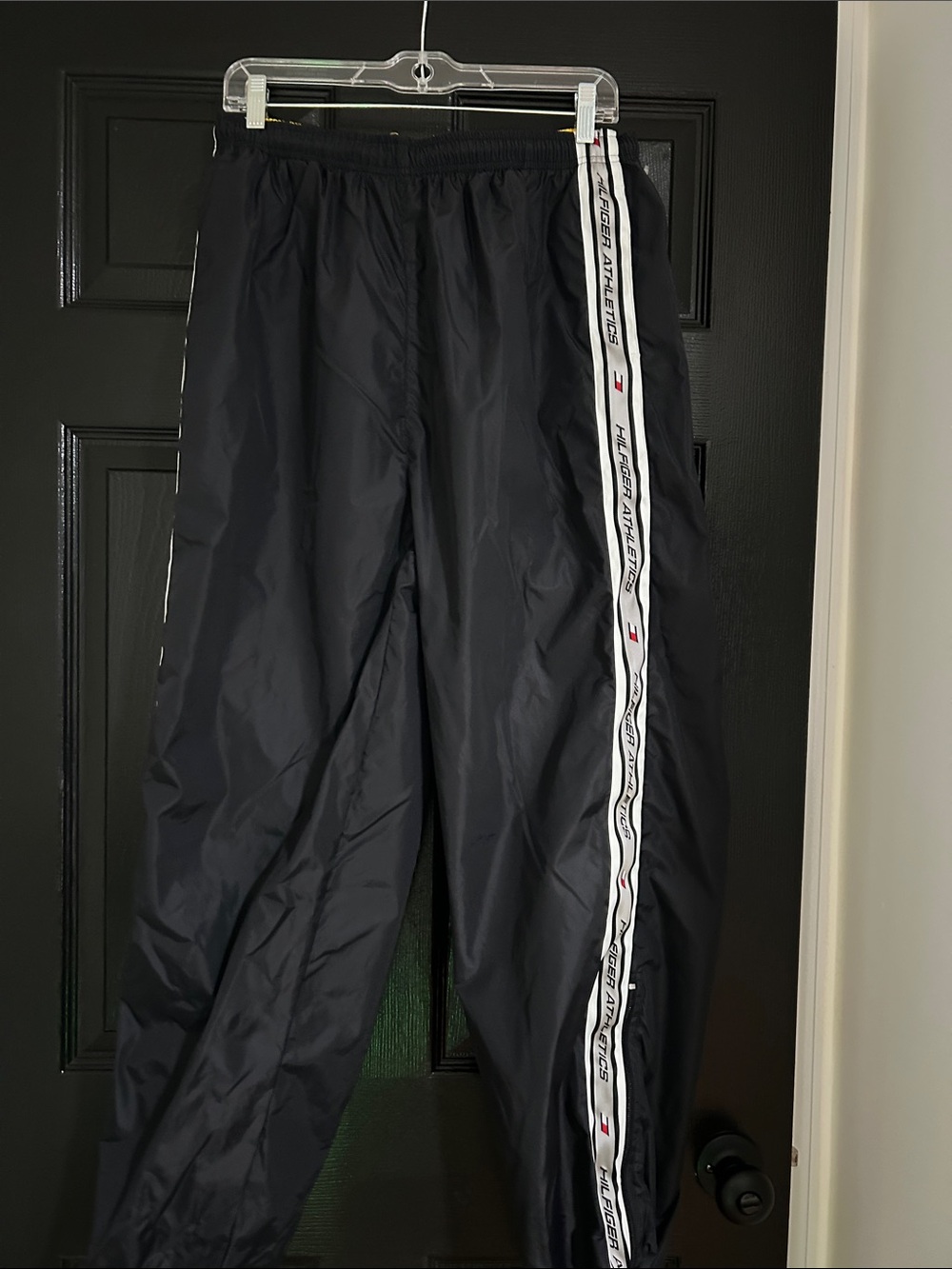 Tommy Hilfiger Black Track Pants with Branded White Side Tape